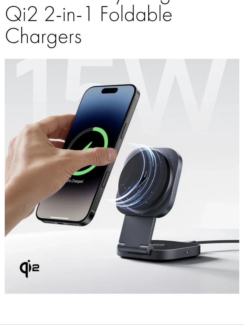 Qi Foldable 2-in-1 Wireless Charger Stand - 2 Available
